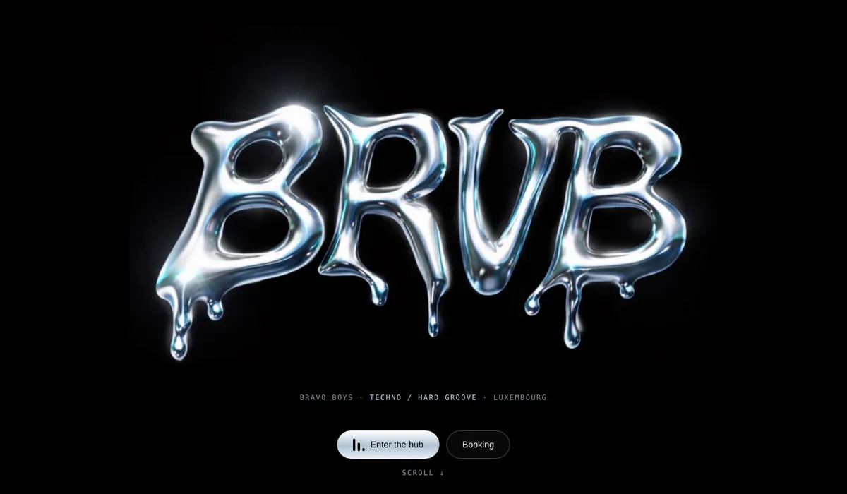 Startseite der BRVB-Website mit flüssigem Chrom-Logo